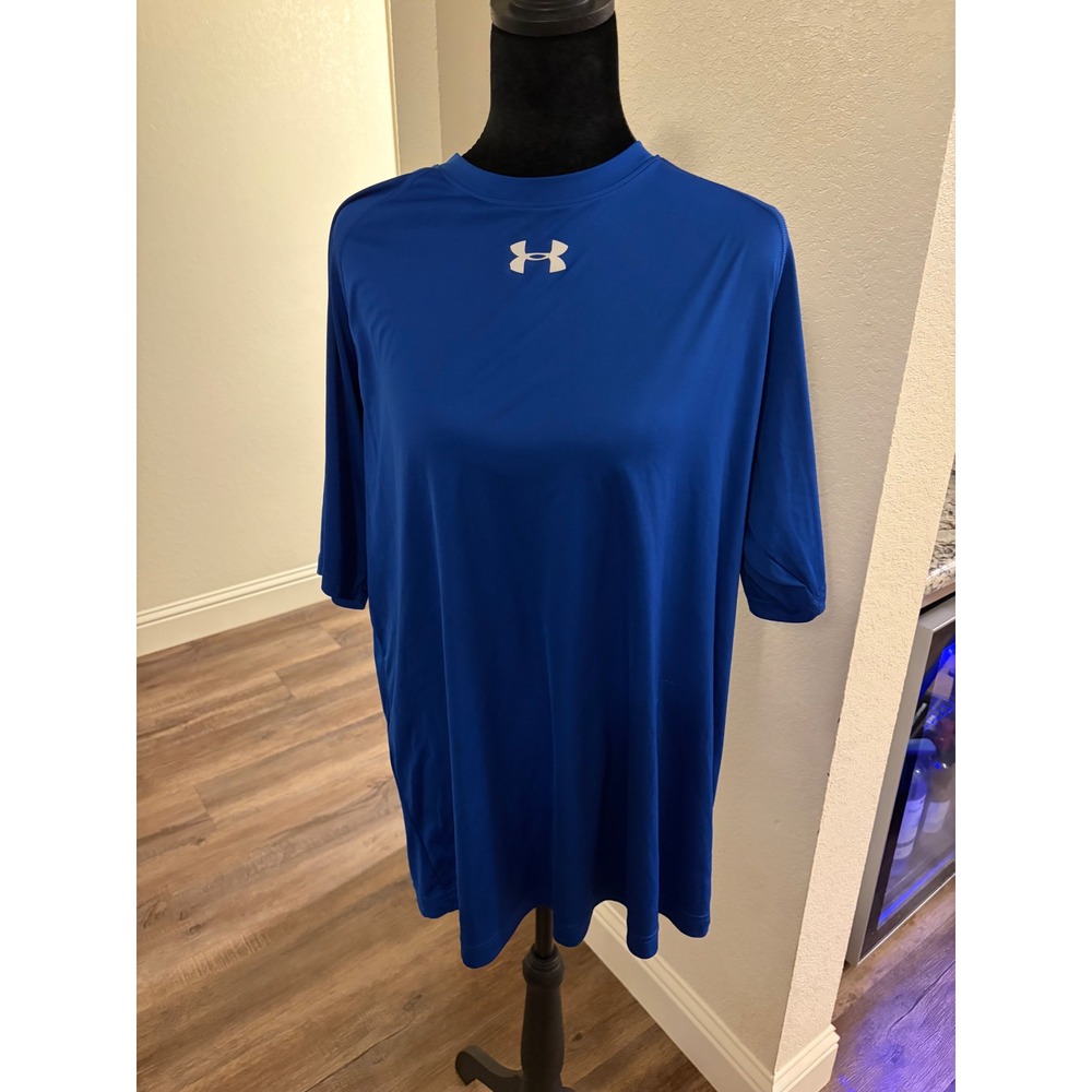 Under Armour HeatGear Catalyst Mens Large Blue Loose Fit Short Sleeve Gym Shirt